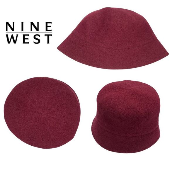 Nine West Wool Blend Cloche Hat – Burgundy with Floral Sequin Detail - Picture 4 of 6